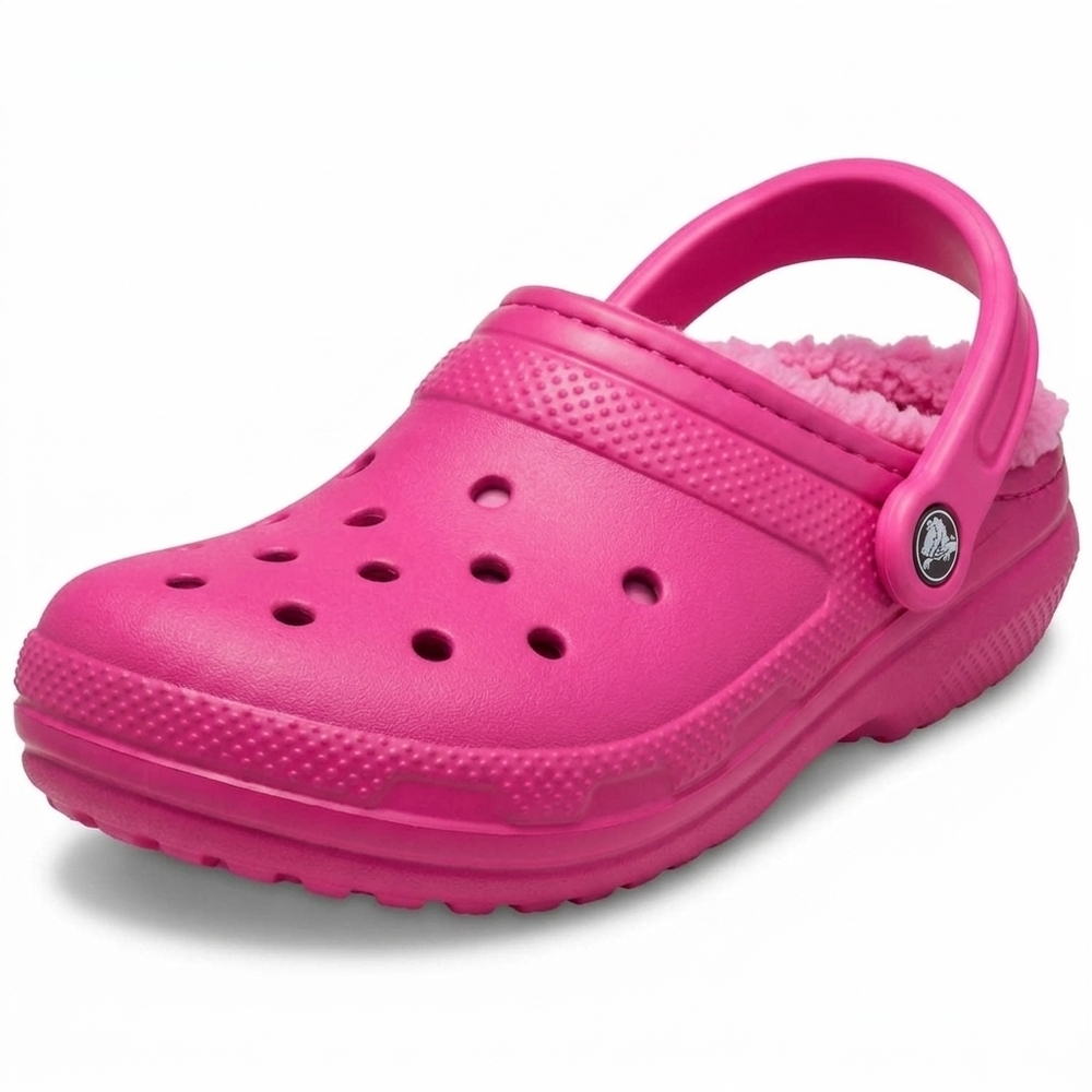 NEW CROCS unisex classic lined fuzzy slippers clog in fuchsia